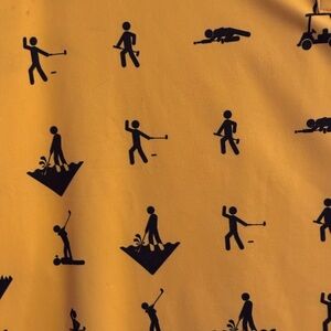 Men’s bright yellow, XL, golf pole with comedic Black Golf Print